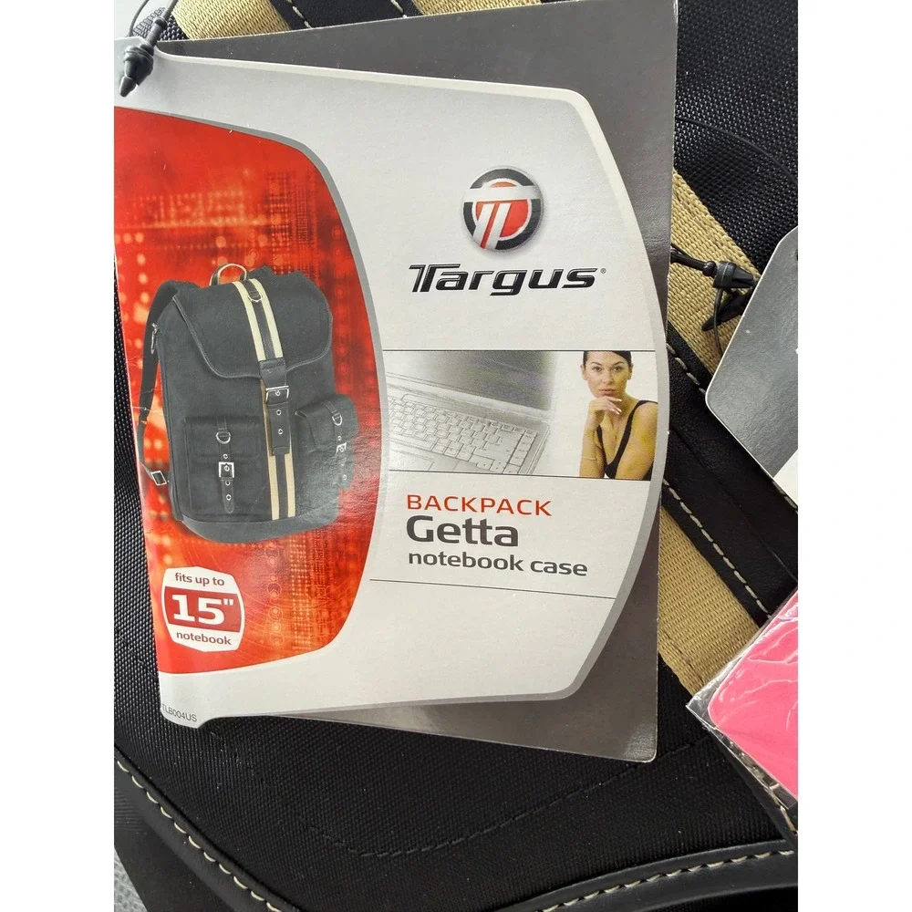 Targus Getta Women 15 Inch Laptop Backpack Black Tan Nylon Travel Bag New NWT